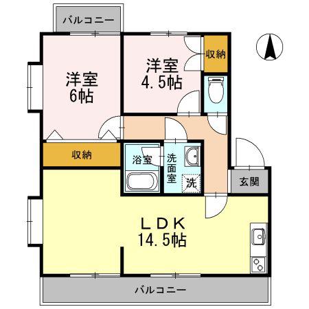 アメージングエステート(2LDK/3階)の間取り写真
