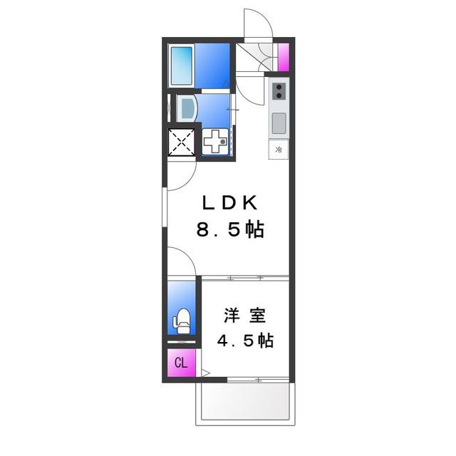 メゾンボヌス(1LDK/3階)の間取り写真