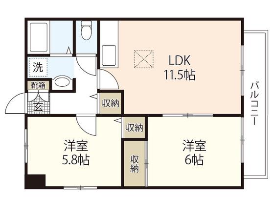 フォレスト福原I(2LDK/1階)の間取り写真