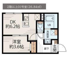 CASALUXE大島(1DK/2階)の間取り写真