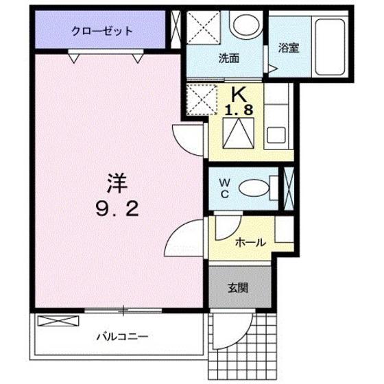ベルカーナ(1K/1階)の間取り写真