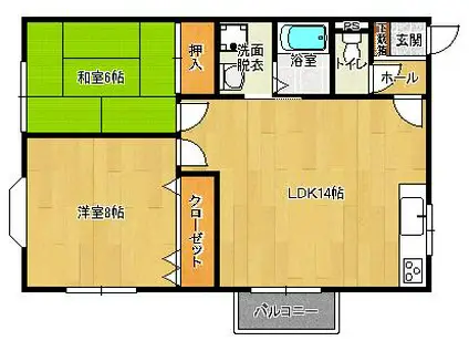 エスパシオ岸本(2LDK/2階)の間取り写真