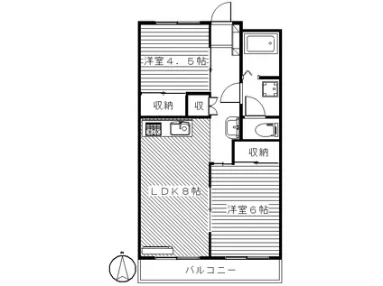 高崎ヴィレッジ(2LDK/2階)の間取り写真