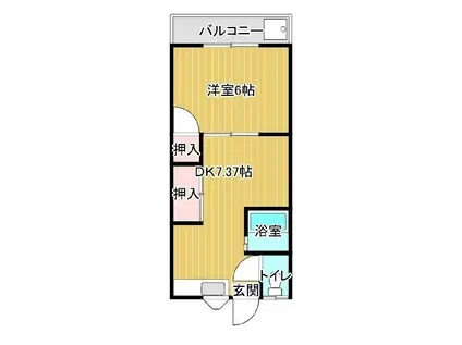 第2中川荘(1DK/2階)の間取り写真