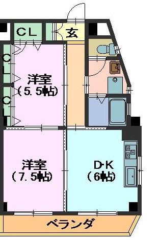 CSレジデンス(2DK/3階)の間取り写真