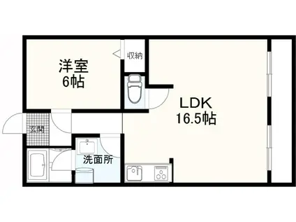 ノーブル国分(1LDK/4階)の間取り写真