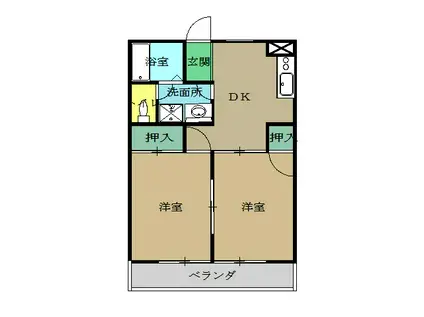 シティーハイツ住吉(2DK/2階)の間取り写真