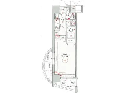 エステムコート難波IIアレグリア(1K/12階)の間取り写真