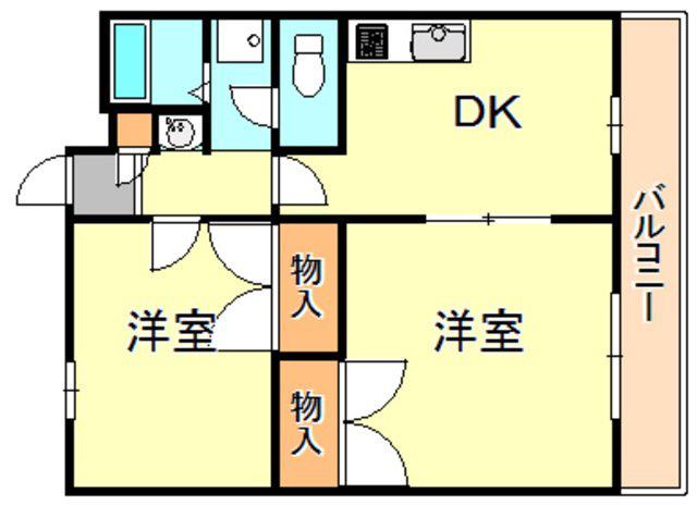ダイコーポ西藤江(2DK/2階)の間取り写真