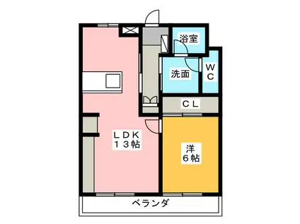 ヴィラ貴平(1LDK/3階)の間取り写真