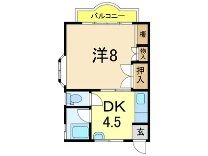 ベルビュー西宮内(1DK/1階)の間取り写真