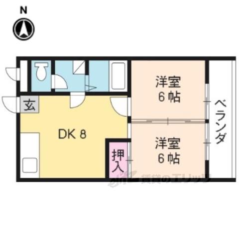 マイシティ北山(2LDK/2階)の間取り写真