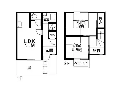 モンテメールI(2LDK/1階)の間取り写真