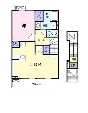 シャロットV番館(1LDK/2階)の間取り写真