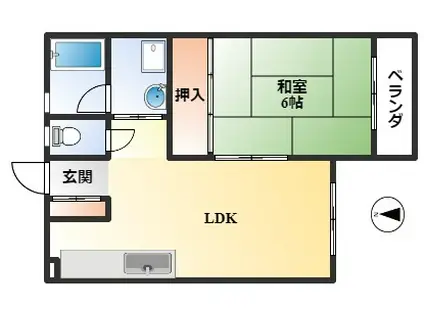 リンデン南桜塚ハイツ II(1LDK/1階)の間取り写真