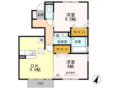 オレンジハウスB(2DK/1階)の間取り写真