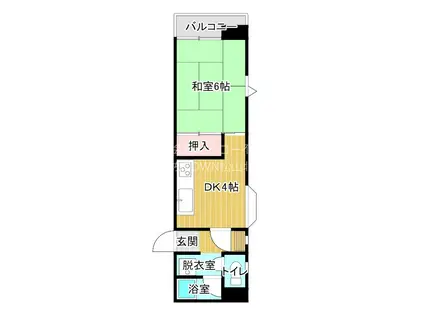 ダイアパレス松山ポートアネックス(1DK/3階)の間取り写真