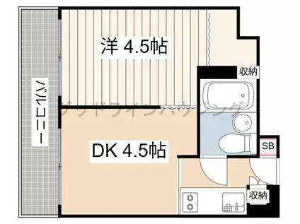 クロスコート(1DK/3階)の間取り写真