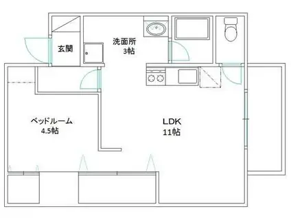 コーポレーションT&T(1LDK/3階)の間取り写真