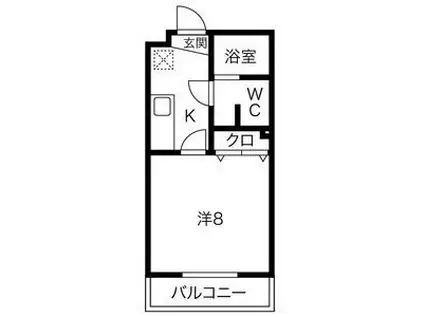 グランメールコート万野原(1K/1階)の間取り写真