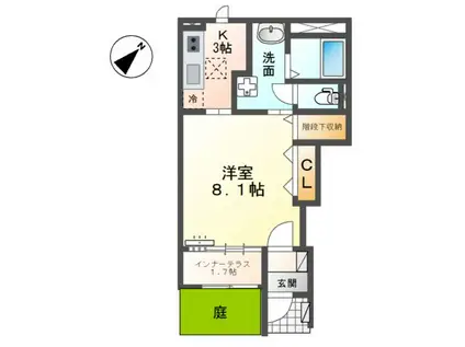 ウィン・ベルV(1K/1階)の間取り写真