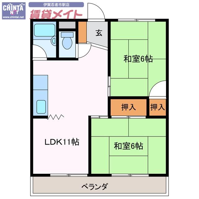共生マンション(2LDK/3階)の間取り写真