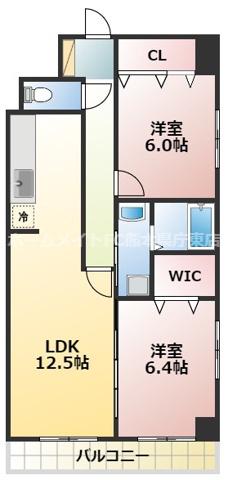 ヴェルデシオン(2LDK/7階)の間取り写真