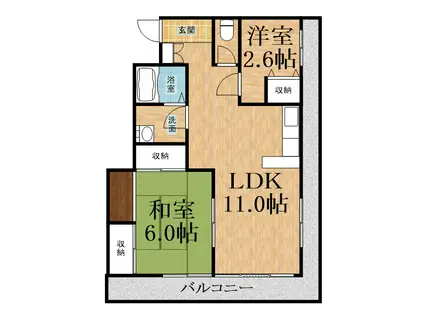 K-FLAT川戸(2LDK/2階)の間取り写真