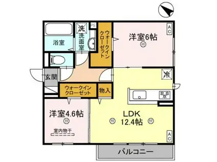 グランヴェールVI(2LDK/3階)の間取り写真