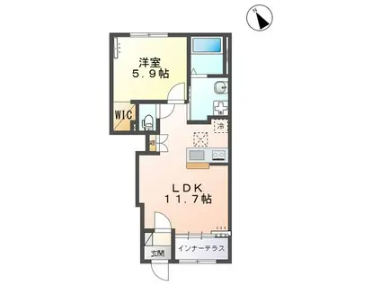 カーサ・フェリーチェS(1LDK/1階)の間取り写真