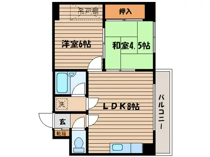 マンション三宅(2LDK/9階)の間取り写真