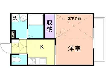 ソルエール梅原(1K/1階)の間取り写真