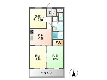 アクセス11(3DK/2階)の間取り写真