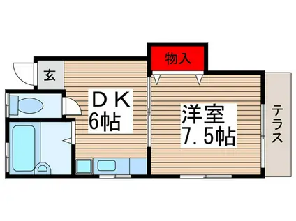 コーポリバーサイド(1DK/1階)の間取り写真