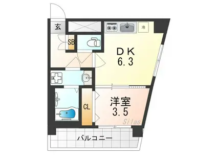 ファステート京都東寺グラン(1DK/8階)の間取り写真