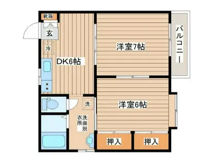 コモディータ南光台(2DK/2階)の間取り写真