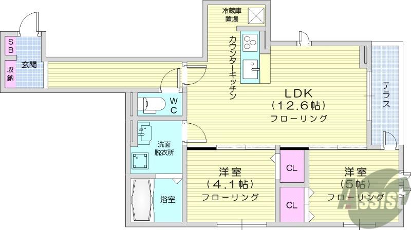 D-ROOM荒井一丁目(2LDK/1階)の間取り写真