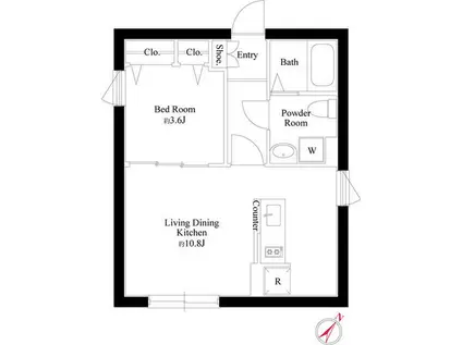 ミレドゥーエ新宿中落合(1LDK/1階)の間取り写真