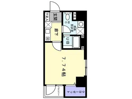 ル シエル ミノワ(1K/7階)の間取り写真