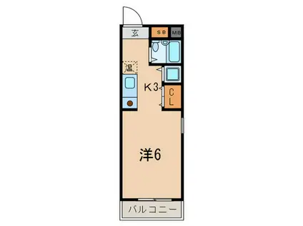 サンシャイン芦屋(1K/3階)の間取り写真