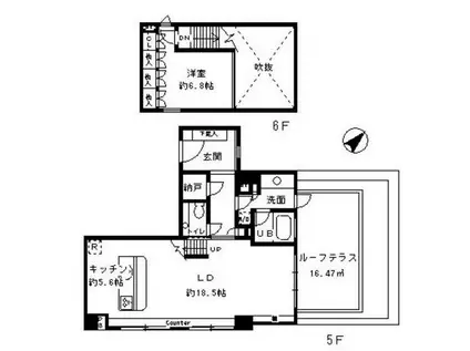 KDXレジデンス南青山(1LDK/5階)の間取り写真