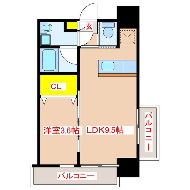 ロイヤルセンチュリー川内駅中央(1LDK/3階)の間取り写真