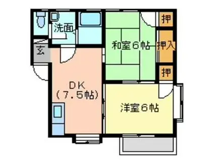 オアシス・55(2DK/2階)の間取り写真