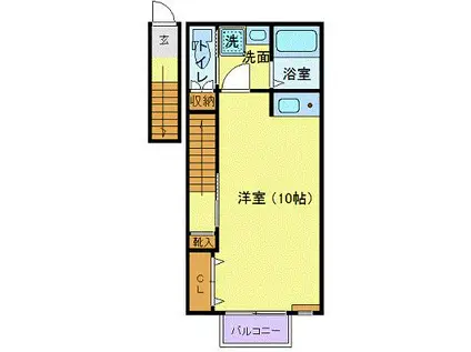 アリュール八本松(ワンルーム/2階)の間取り写真