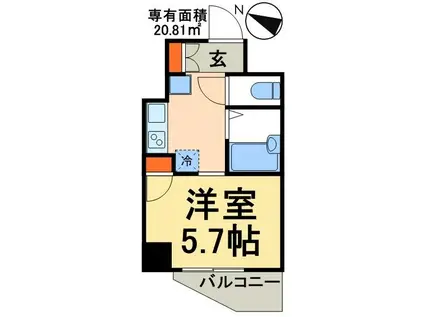 ラグジュアリーガーデン東松戸(ワンルーム/6階)の間取り写真