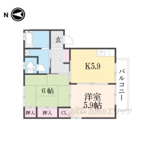 レジデンス城南(1LDK/2階)の間取り写真
