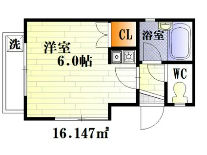 エクリスカーナよこすか(ワンルーム/3階)の間取り写真