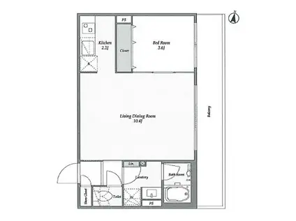 ウェルスクエア初台(1LDK/4階)の間取り写真