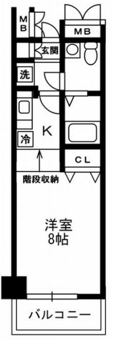 レジディア上野御徒町(ワンルーム/15階)の間取り写真
