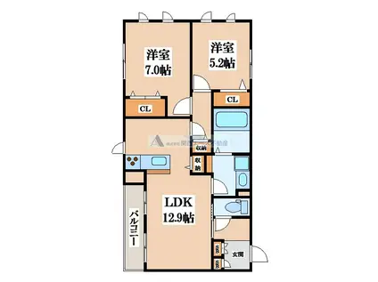シャーメゾンソレイユ(2LDK/2階)の間取り写真